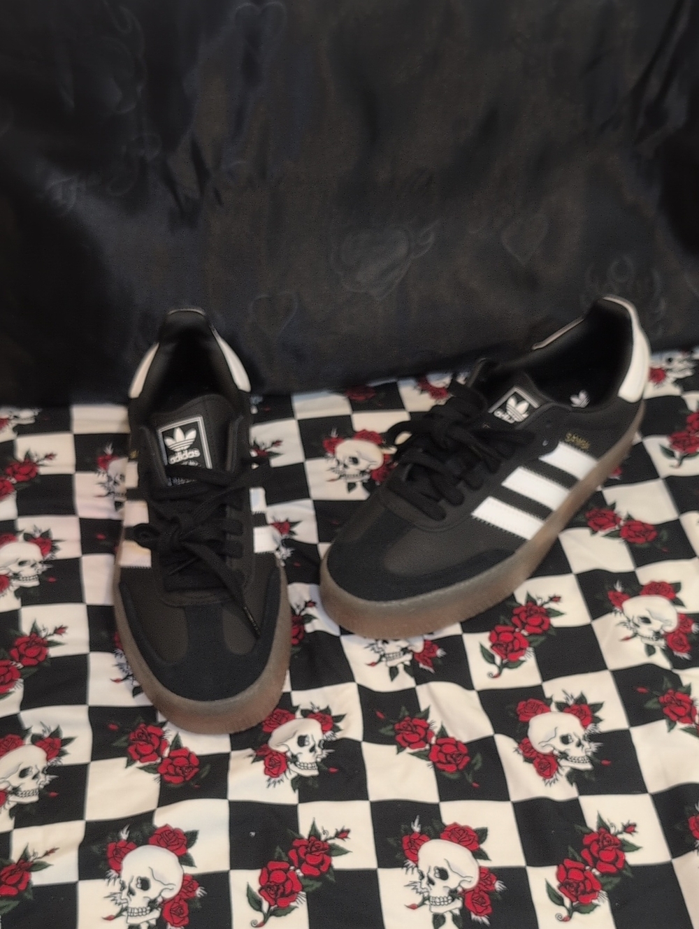 Adidas Samba Leather Sneakers Suede Toe Core Black / Cloud White Size Womans US